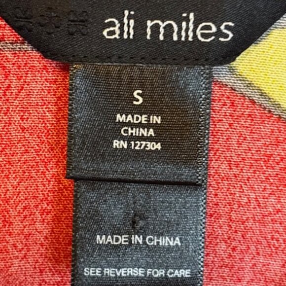 Ali Miles Blouse Women's Size Small Abstract Artsy Office Red - Picture 3 of 4